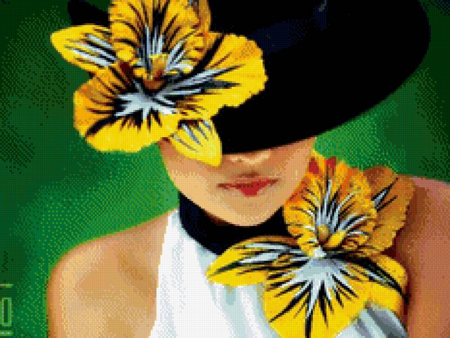 женский образ - цветы, гламур, девушки, женщины, люди, портрет, шляпа - предпросмотр