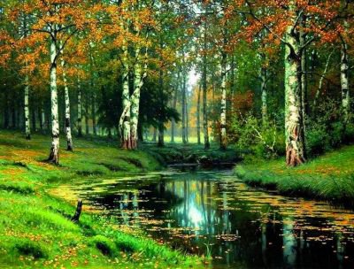 березовая роща - природа, речка, лес, береза, река, березы - оригинал