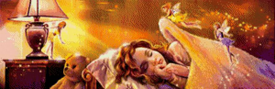 сладких снов - ночь, феи, люди, фея, дети, девочки, фентези, сон, девочка - предпросмотр