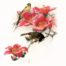 Схема вышивки «птичка на кусте»