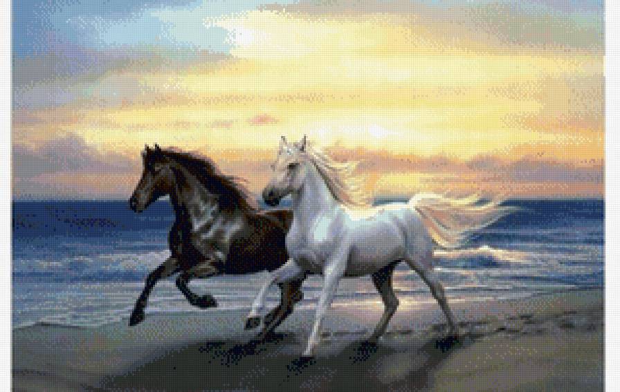 бегущие лошади - лошадь, картина, животные - предпросмотр
