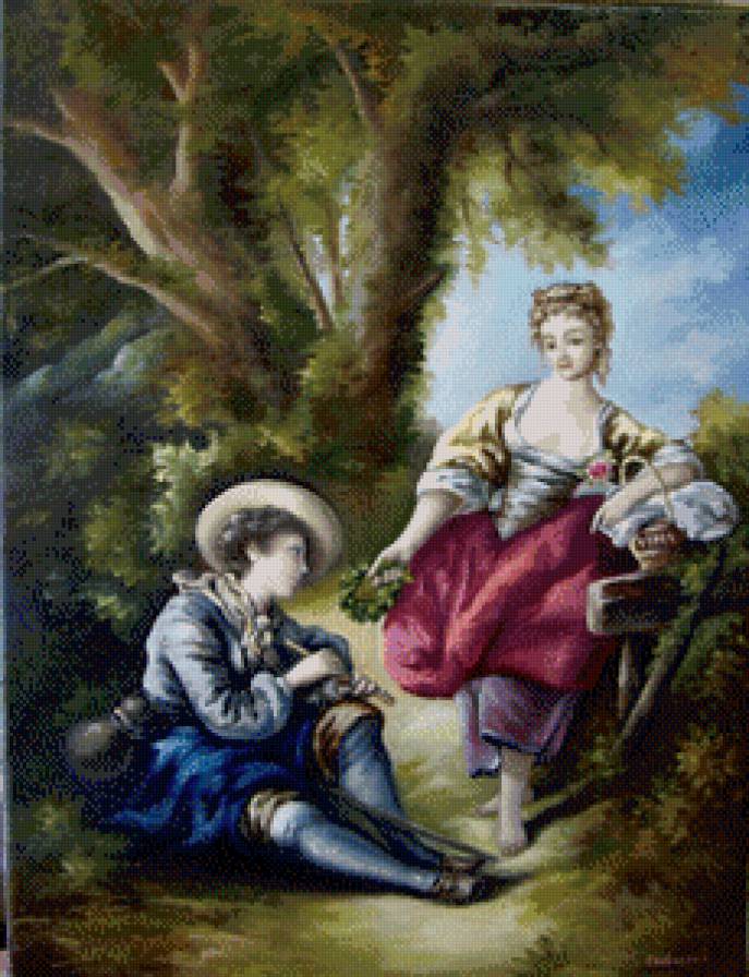 пастораль - мужчина, пастораль, девушка, пастушка, пара, двое - предпросмотр