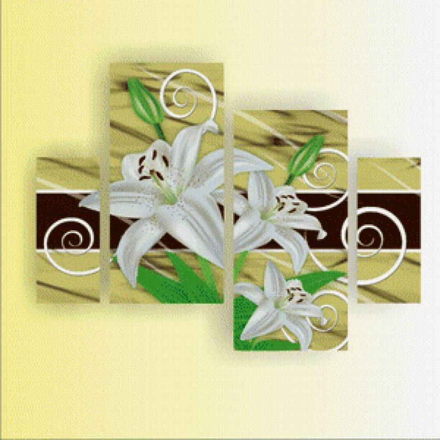 триптих лилии - цветы - предпросмотр