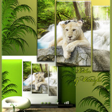 Схема вышивки «триптих белые львы»