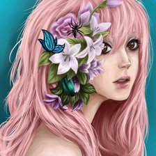 Схема вышивки «девушка цветок»