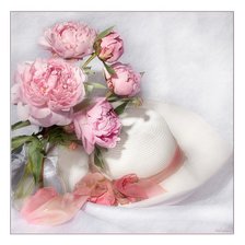 Схема вышивки «Пионы и шляпа»