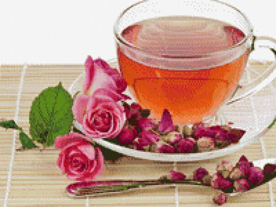 утренний чай в бутонах - чай, кухня, розы - предпросмотр