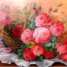 Схема вышивки «Розы в корзине»