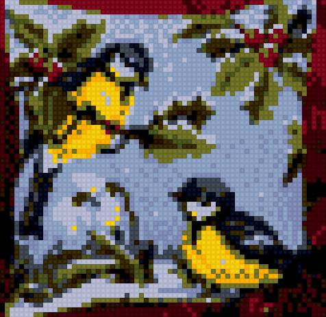 синички - вышивка крестом - предпросмотр