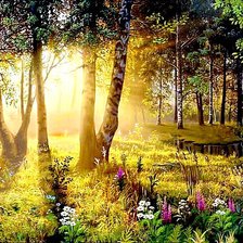 Схема вышивки «утро в лесу»