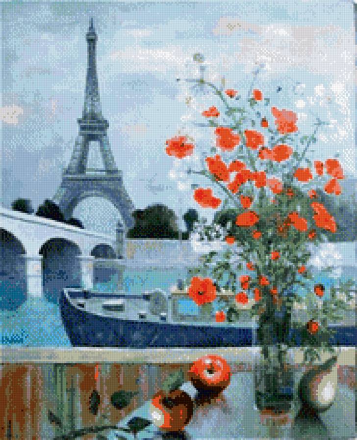 окно в париж - цветы, париж, окно - предпросмотр