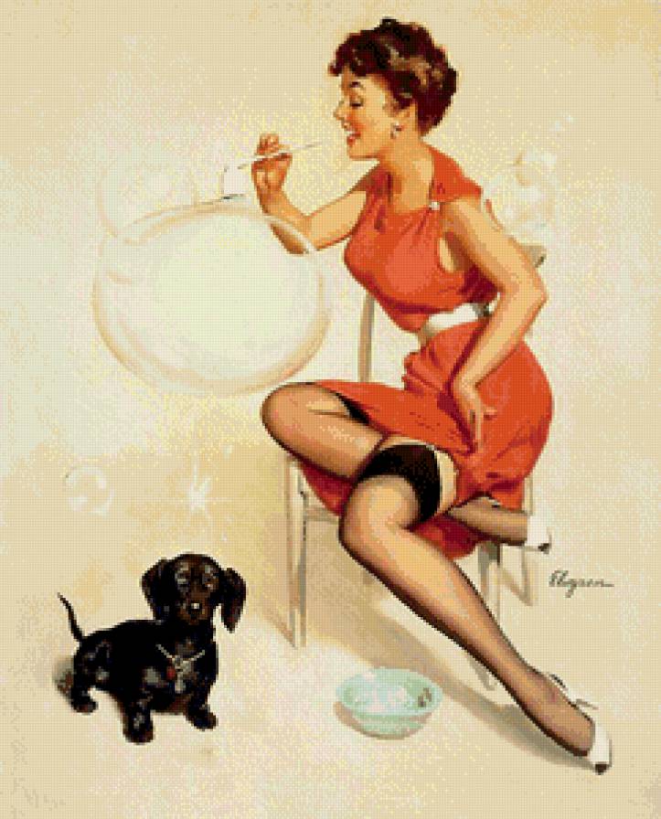 мыльные пузыри - ретро, девушка - предпросмотр