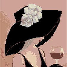 Схема вышивки «девушка в шляпе .»