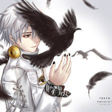 Схема вышивки «Токийский гуль Канеки Кен Tokyo Ghoul Птица Ворон»