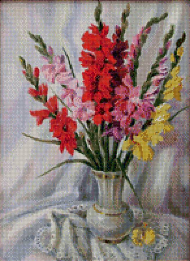 Гладиолусы - гладиолусы, цветы, букет - предпросмотр