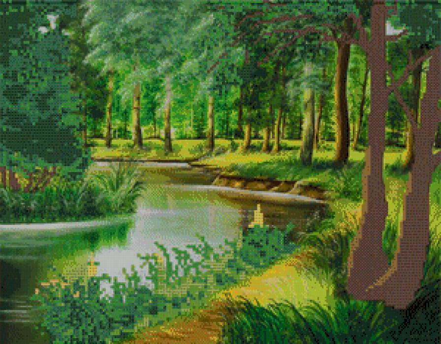 Природа - река, природа, пейзаж, березы - предпросмотр