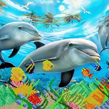Схема вышивки «дельфины»