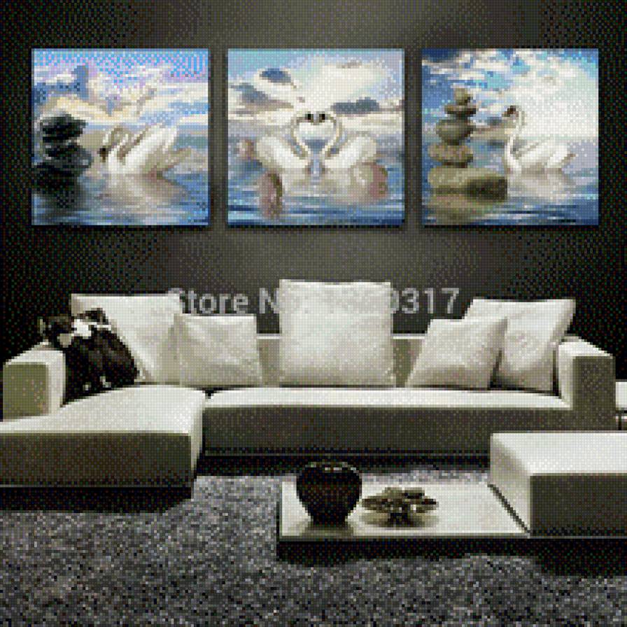 лебеди три картины - лебеди - предпросмотр