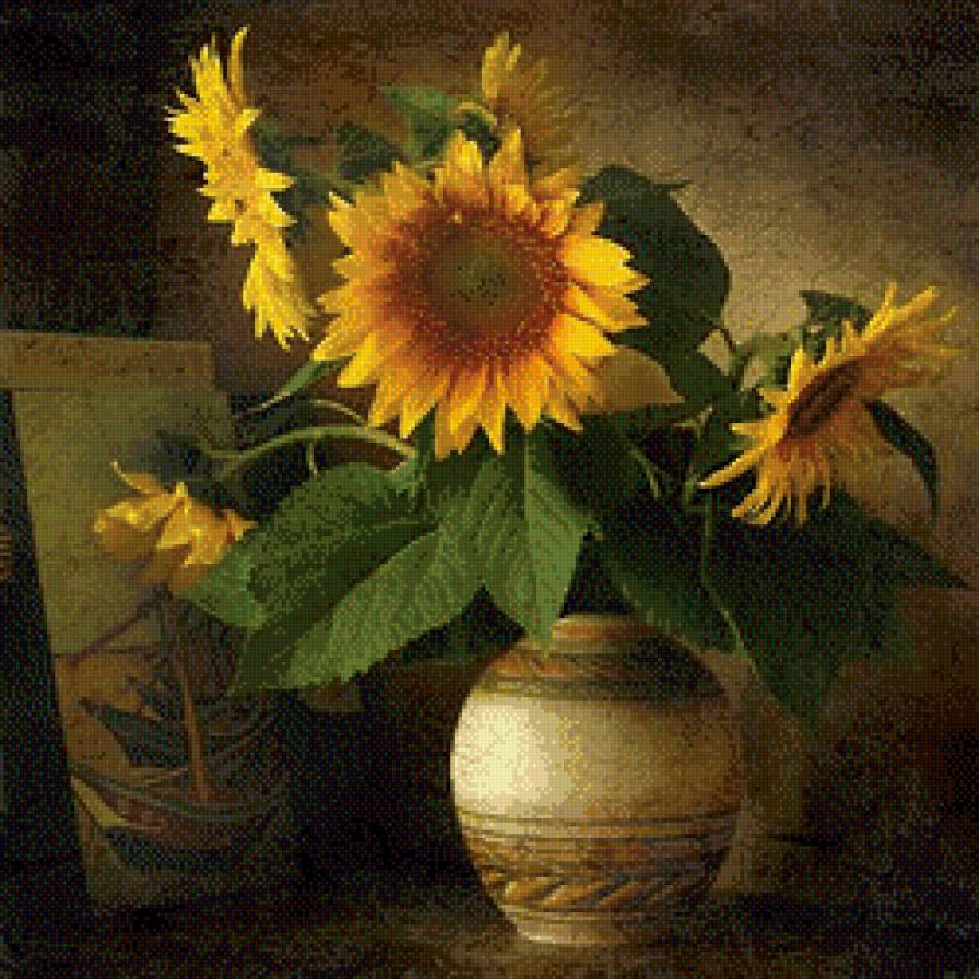 подсолнухи в вазе - подсолнухи - предпросмотр