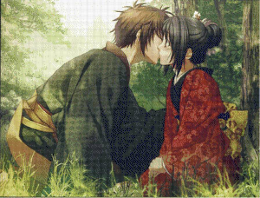 Аниме - аниме, поцелуй, пара, любовь - предпросмотр