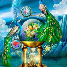 Схема вышивки «павлины»