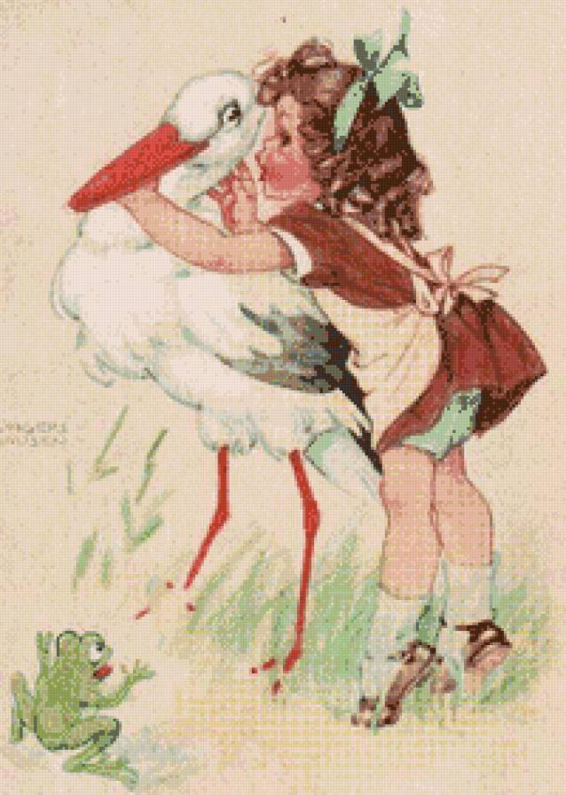 девочка и аист - предпросмотр