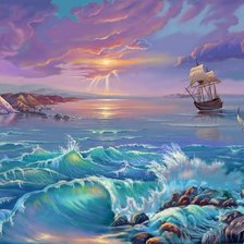 Схема вышивки «морской пейзаж»