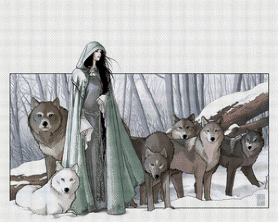 стая - лес, волки, стая, зима - предпросмотр