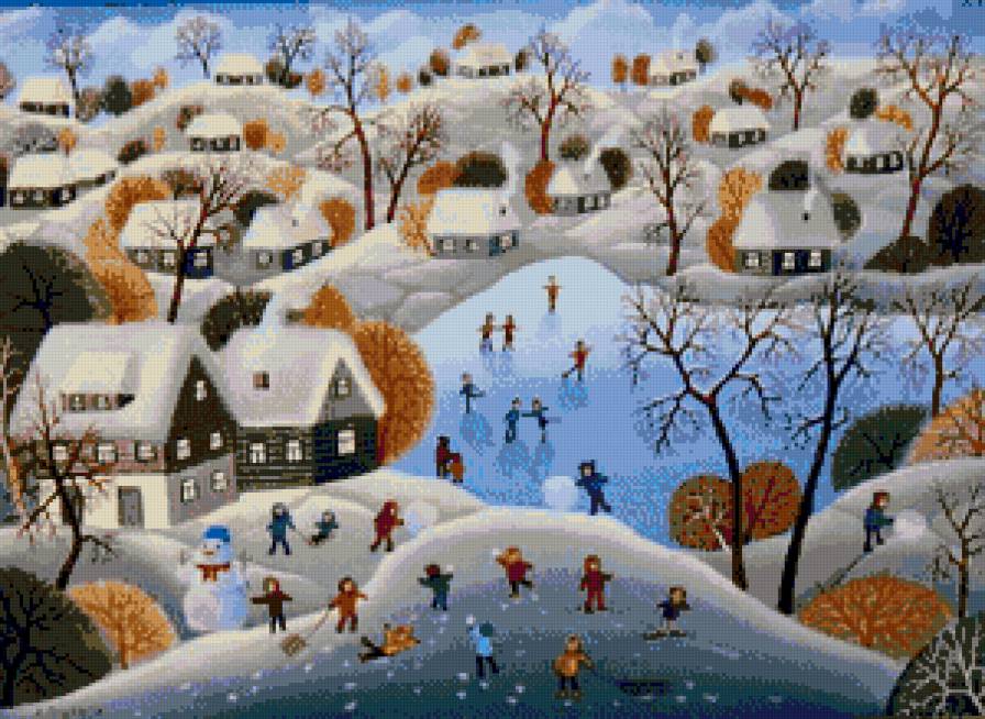 зимние радости - причудливые домики, зима - предпросмотр