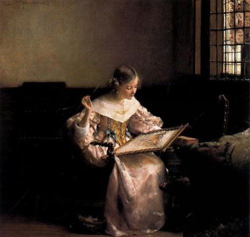 Тадема вышивальщица - картина, портрет, вышивальщица - оригинал