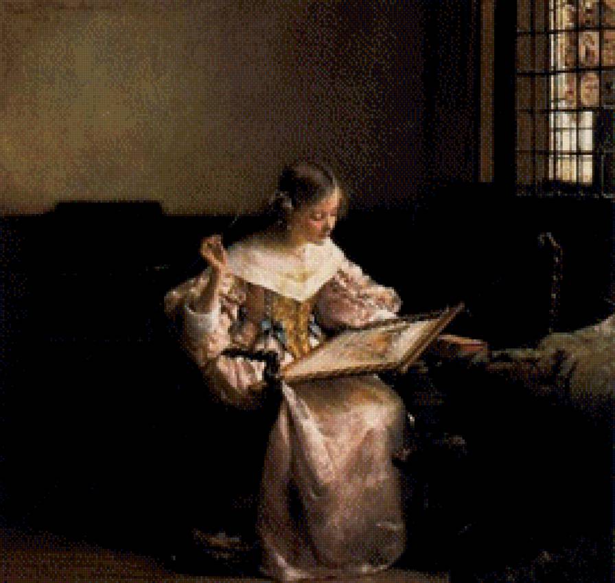 Тадема вышивальщица - картина, вышивальщица, портрет - предпросмотр