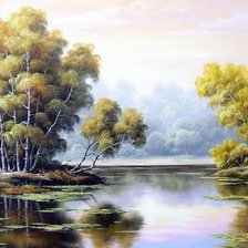 Схема вышивки «лесное озеро»