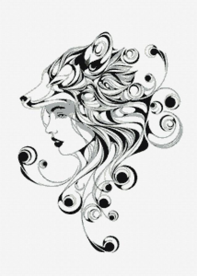 дева с головой лисы - люди, девушка, лиса, лицо, животные - предпросмотр