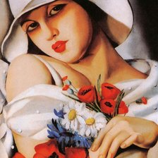 портрет девушки с цветами