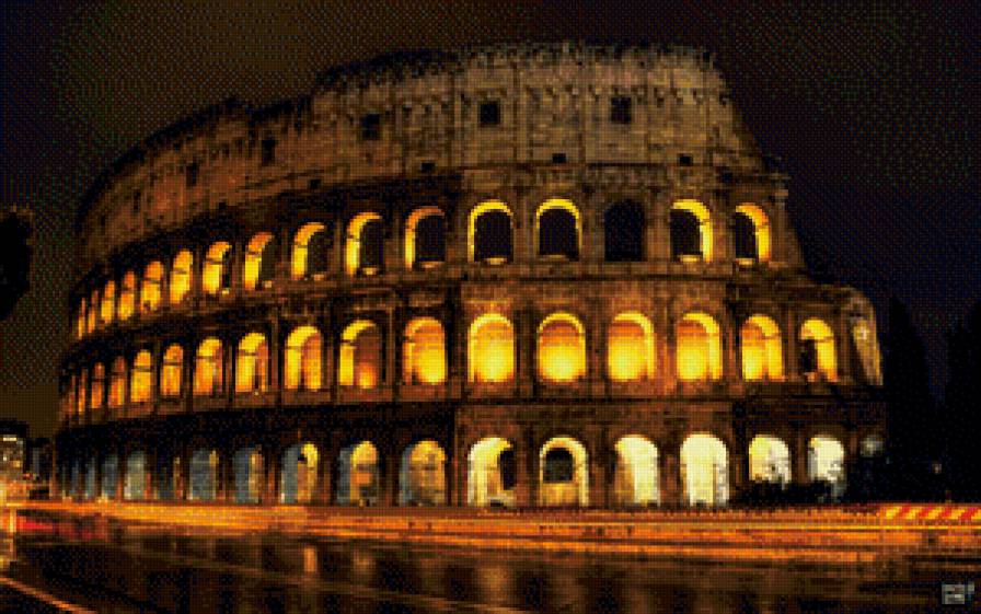 огни колизея - колизей, вечер, огни, музей - предпросмотр