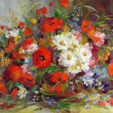 Схема вышивки «Маки и ромашки»