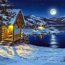 Схема вышивки «Домик у гор»