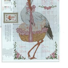 Схема вышивки «метрика аист»