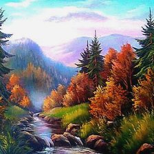 Схема вышивки «осень в горах»