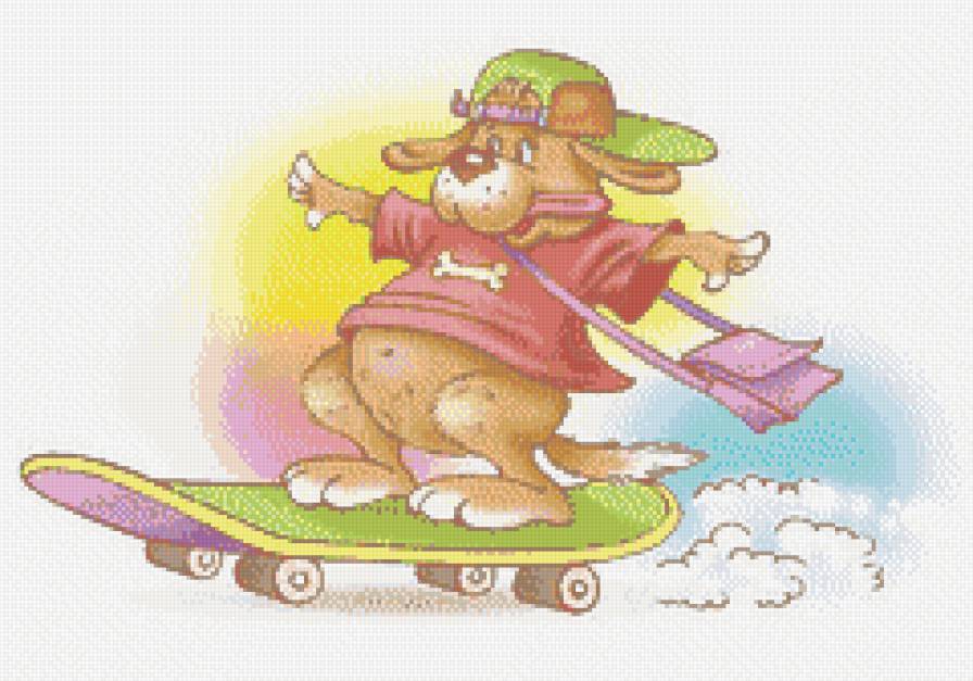 песик - детям, собака, собаки, собачки, детское, скейт, спорт, животные, зверята - предпросмотр