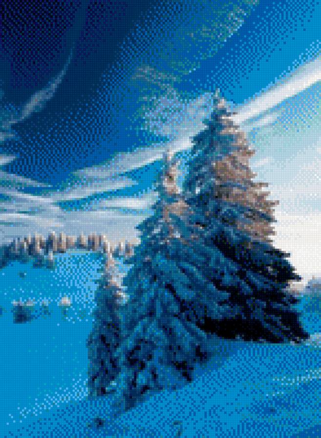 Зима - ели., зима, снег - предпросмотр