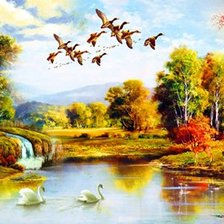 Схема вышивки «красивый пейзаж»