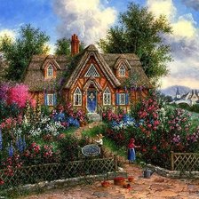 Схема вышивки «дом с садом»