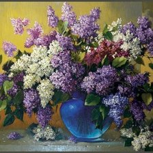 Схема вышивки «серень в  вазе»