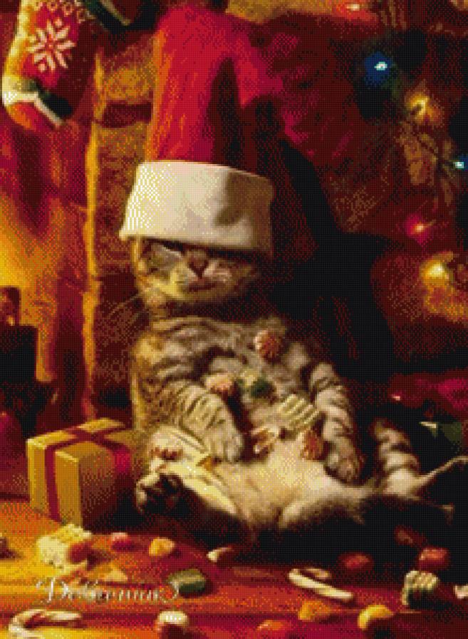 Новогодний кот - праздник, кот, новый год, забавно - предпросмотр