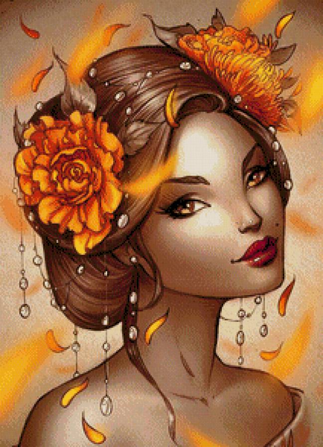 Образ девушки - девушка, люди, женщина, цветы, женский образ, цветок - предпросмотр