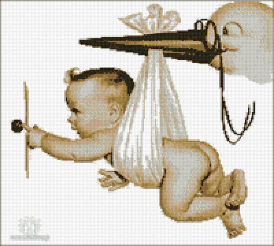 Аист и младенец - дети, метрика - предпросмотр