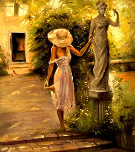 девушка - статуя, женский образ, прогулка., легкость, фигура - оригинал