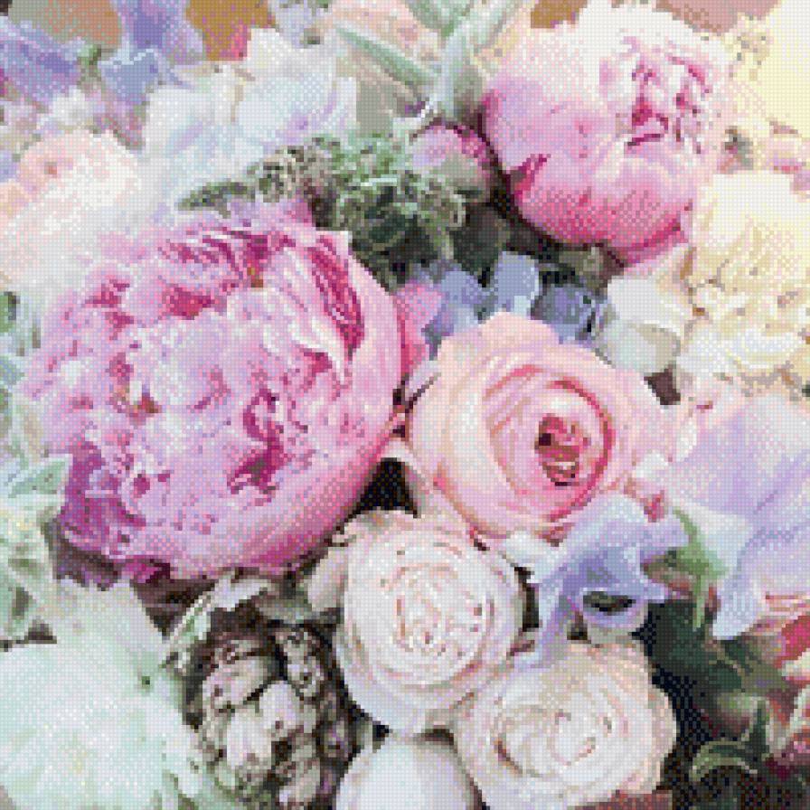 №792131 - цветы, розы, букет, пионы - предпросмотр