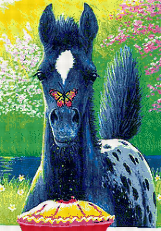 забавный жеребенок - лошади, детям, животные, бабочки - предпросмотр